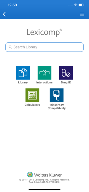Lexicomp Home Screen