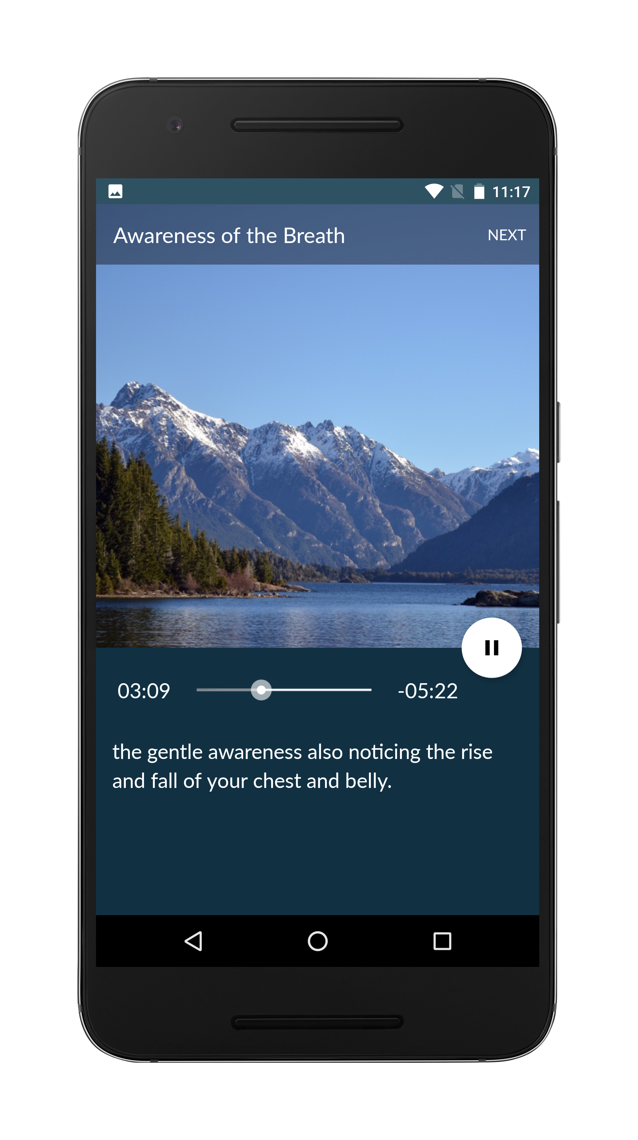 Mindfullness Coach audio guide screen